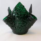 VO2158 - Emerald Green Granite Ripple Lotus Votive Holder