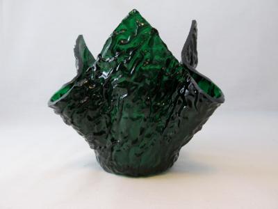 VO2147 - Emerald Green Granite Ripple Lotus Votive Holder