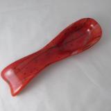 SR12051 - Red Streaky w/Green Frit & Streamers Large Spoon Rest