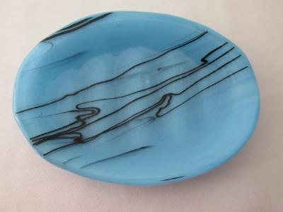 SO15036 - Lt Cyan with Black Streamers Soap Dish