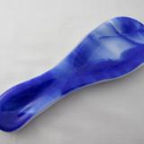 SR12119 - White with Cobalt Blue Wispy Small Spoon Rest