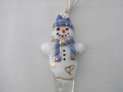 TO22043 - Tassel Scarf Snowman Icicle Ornament - Cobalt Blue