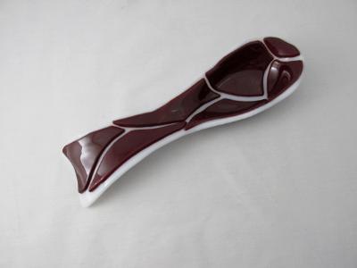 SR12054 - White with Deep Red Large Spoon Rest