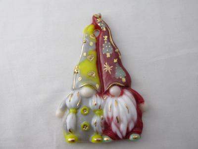 TO22103 -Silver & Gold /Red & Christmas Tree Gnome Couple Christmas Tree Ornament