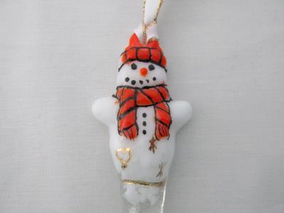 TO22042 - Tassel Scarf Snowman Icicle Ornament - Orange & Black