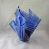 VA1113 - Sapphire Blue & White Streaky Centerpiece Vase
