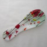 SR12092 - Lt. Green and White Steaky with "Autumn" Collage Small Spoon Rest