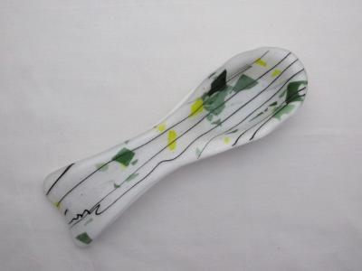 SR12088 - White and "Summer" Collage Large Spoon Rest