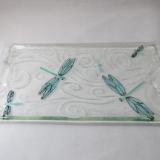 TR17003 - Dragonflies Tray with Lt. Aquamarine Wings, Emerald Bodies