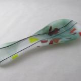 SR12083 - Lt. Green and White Steaky with "Autumn" Collage Small Spoon Rest