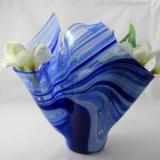 VA1156 - Cobalt Blue & White Baroque Centerpiece Vase