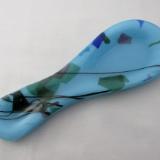 SR12123 - Lt. Cyan with Abstract "Spring" Collage Small Spoon Rest