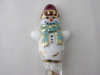 TO22079 - Tassel Scarf Snowman Ornament - Plum/Lt Aquamarine