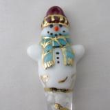 TO22079 - Tassel Scarf Snowman Ornament - Plum/Lt Aquamarine