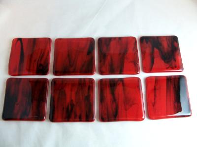 CO1213 - Red with Black Wispy overlay Coasters