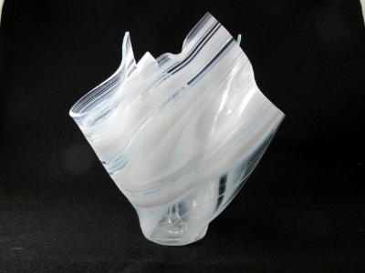 VA1135 - White Streaky Baroque Centerpiece Vase