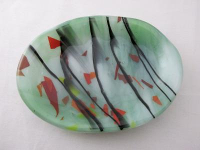 SO15040 - Lt Green Streaky & Autumn Collage Soap Dish