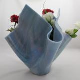 VA1184 - Colonial Blue White Iridized (Air) Centerpiece Vase