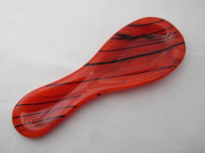 SR12138 - Orange with Black Streamers Small Spoon Rest