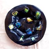 PB5006 - Blue Adventurine Pasta Bowl with Dichoric glass "stones"