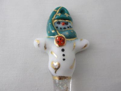 TO22075 - Small Snowman Ornament - Teal Green/Orange