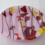SO15037 - Pink with Autumn Collage & Black Streamer Soap Dish